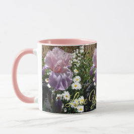 Schöne Lila Iris Blume Blumenkohl Liebe Tasse