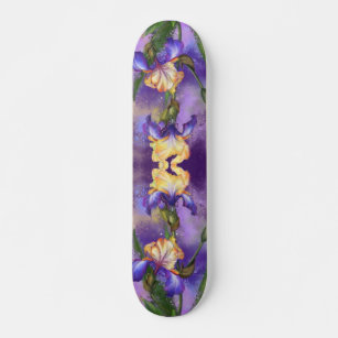 Schöne Lila Iris Blume Malerei Skateboard