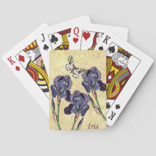Schöne Lila Iris-Blume und Schmetterling Spielkarten
