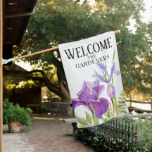 Schöne Lila Iris Blume WILLKOMMEN auf Weiß