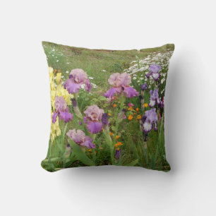 Schöne lila Iris-Blumen-Blumenfoto Kissen