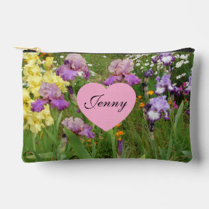 Schöne lila Iris-Blumen-Blumenfoto Zubehörtasche
