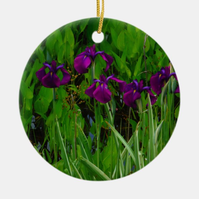 Schöne Lila Iris Keramikornament (Vorne)