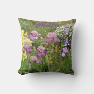 Schöne lila Iris Schwertlilien-Blume Blumen Garten Kissen