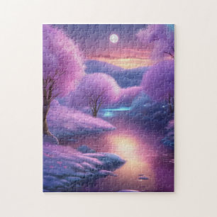 Schöne Lila Kulisse für eine Winternacht