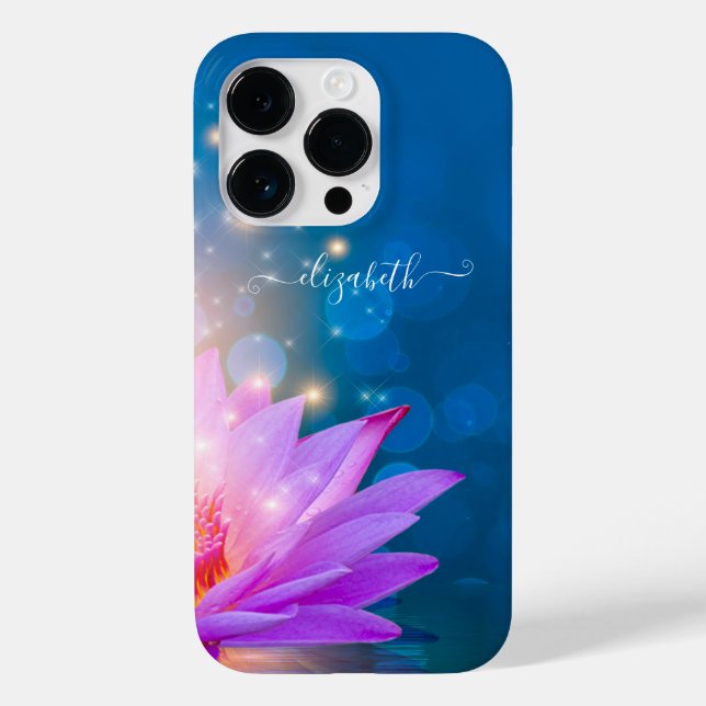 Schöne Lila Lotus-Blume, See, Blau, Zen Case-Mate iPhone 14 Pro Hülle (Rückseite)