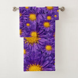 Schöne Lila Michaelmas Daisies Badhandtuch Set