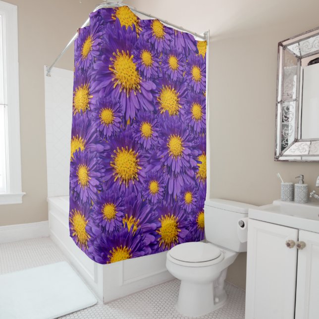 Schöne Lila Michaelmas Daisies Duschvorhang (Beispiel)