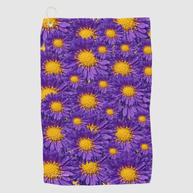 Schöne Lila Michaelmas Daisies Golfhandtuch (Vorderseite)