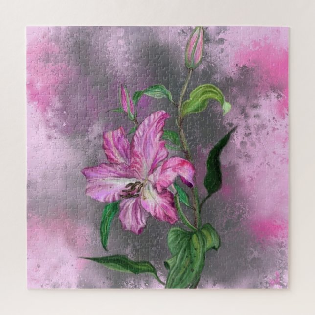 Schöne Lila Pink Lily Blume - Kunst Zeichnend (Vertikal)