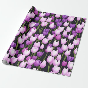 Schöne Lila Rosa Tulip Flora und Fauna Geschenkpapier