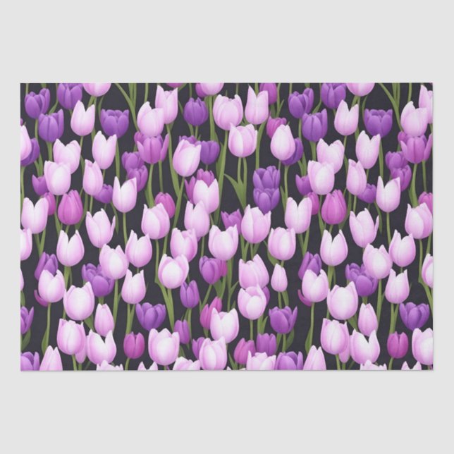 Schöne Lila Rosa Tulip Flora und Fauna Seidenpapier (Vorderseite)