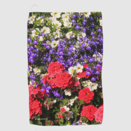 Schöne Lila, rote und weiße Blume Golfhandtuch