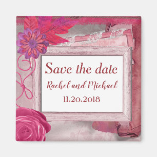 Schöne Lila rustikale Save the Date Magnet