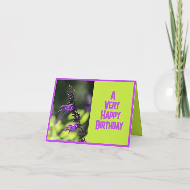 Schöne Lila Salvia Blume Geburtstag Karte (Vorderseite)