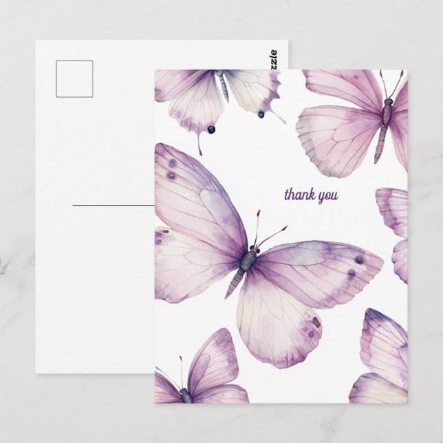 Schöne Lila Schmetterlinge DANKE Postkarte (Vorne/Hinten)