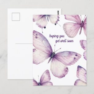 Schöne Lila Schmetterlinge werden bald gut. Postkarte