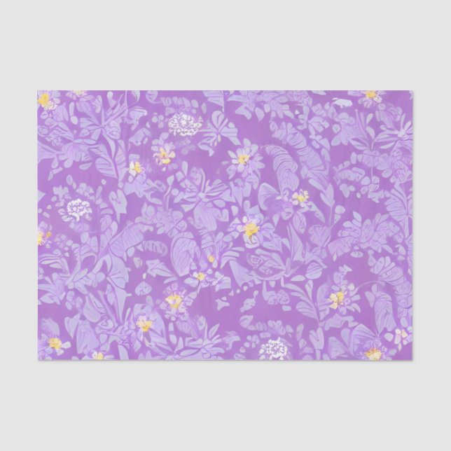 Schöne Lila und gelbe Blumen Seidenpapier (Vorderseite)
