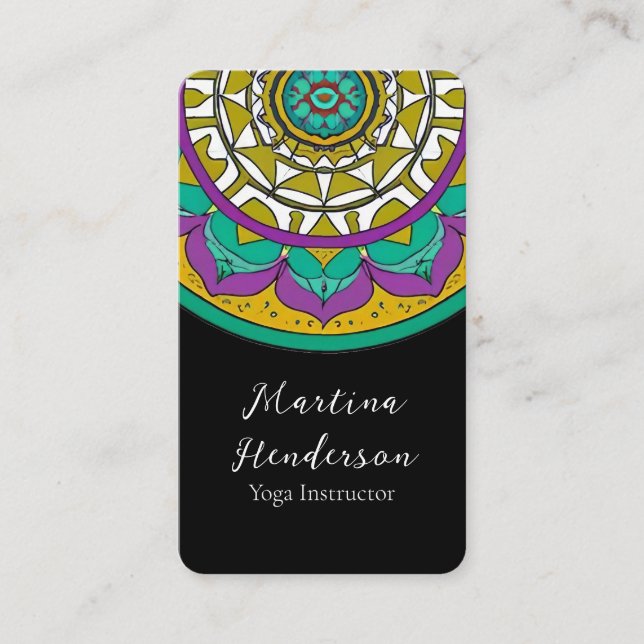 Schöne Lila und grüne Mandala Business Card Visitenkarte (Vorderseite)