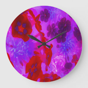 Schöne lila und rote Garten-Phlox-Blumen Große Wanduhr