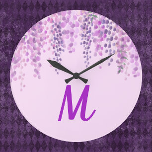 Schöne Lila Wasserfarbenpracht Wisteria Locarno Große Wanduhr