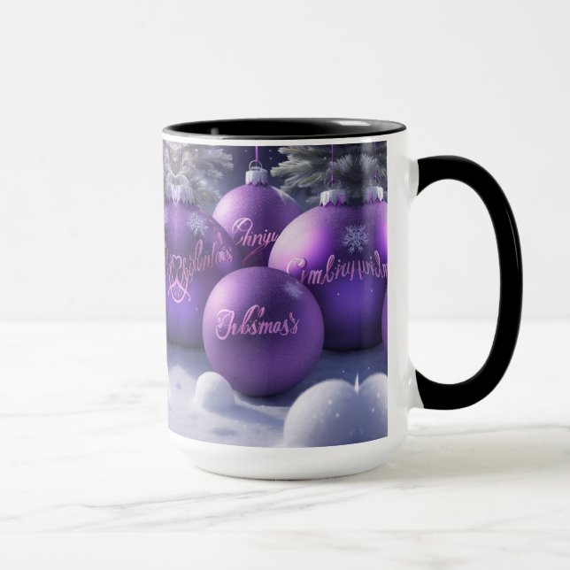 Schöne Lila Weihnachtsschmuck Kaffeemaschine Tasse (Rechts)