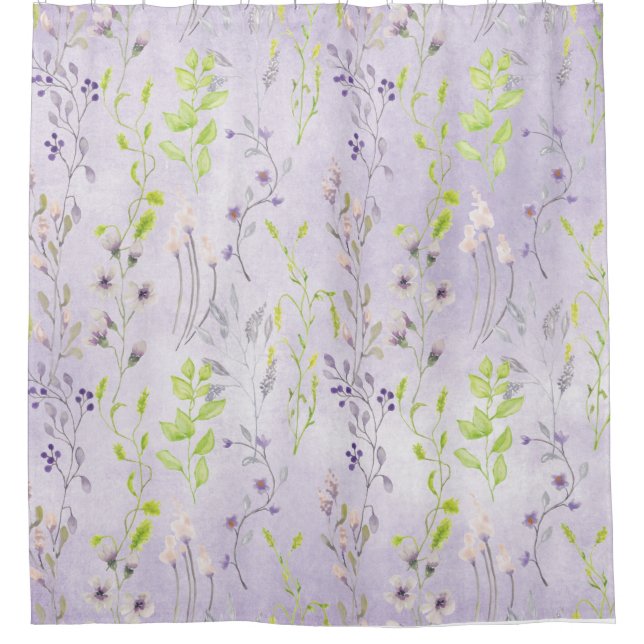 Schöne Lila Wildblumen Duschvorhang (Vorderseite)