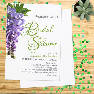 Schöne Lila Wisteria Blume Brautparty Einladung