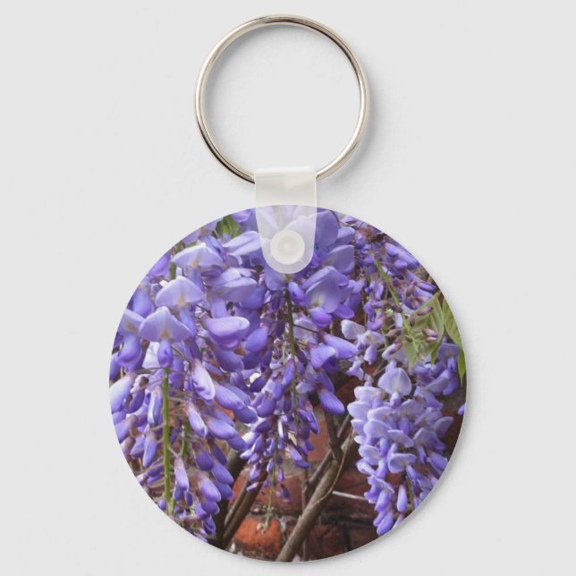 Schöne lila Wisteria-Blüten Schlüsselanhänger (Vorderseite)