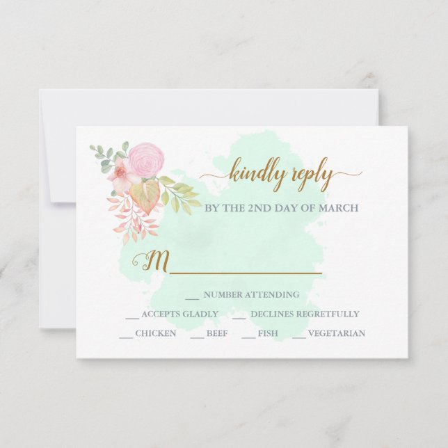 Schöne Lime Green 💚 Botanical Boho Wedding RSVP Karte (Vorderseite)