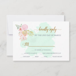 Schöne Lime Green 💚 Botanical Boho Wedding RSVP Karte