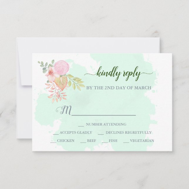 Schöne Lime Green 💚 Botanical Boho Wedding RSVP Karte (Vorderseite)