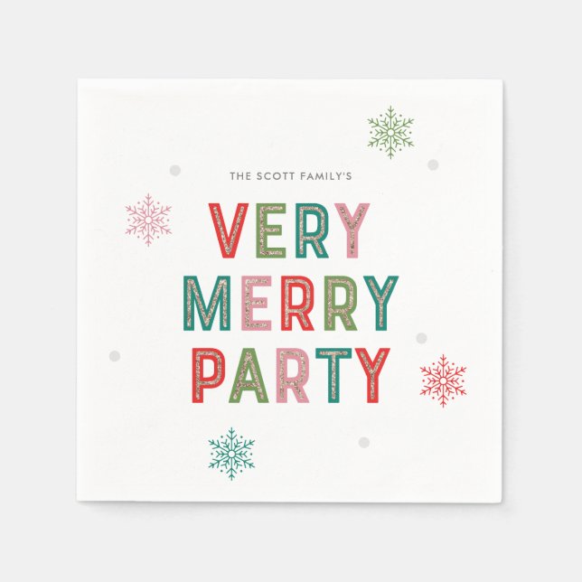 Schöne Lines Merry and Bright Holiday Napkins Serviette (Vorderseite)