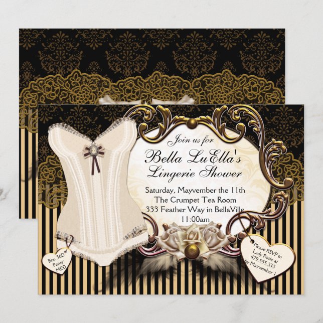Schöne Lingerie Dusche Einladungen (Vorne/Hinten)