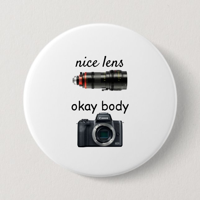 Schöne Linse, okay Körperknopf Button (Vorderseite)