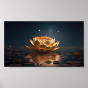 Schöne Lotus, See, Zen Dunkel Poster
