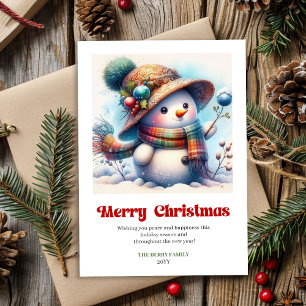 Schöne lustige Schneemann klassische Weihnachtsgrü Feiertagskarte