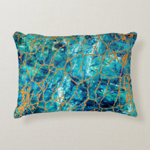 Schöne luxuriöse Textur aus blauem Marmor mit Gold Dekokissen