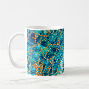 Schöne luxuriöse Textur aus blauem Marmor mit Gold Kaffeetasse