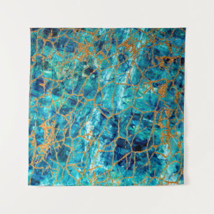 Schöne luxuriöse Textur aus blauem Marmor mit Gold Wandteppich