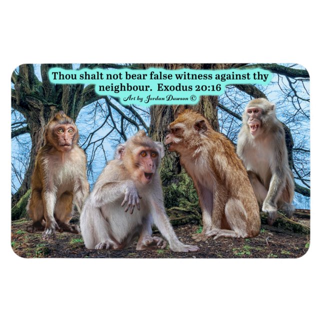 Schöne Macaque Monkey Scripture Exodus 20:16 Magnet (Horizontal)