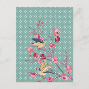 Schöne Mädchen-chic-vintage Frühling Baum Blüte Postkarte