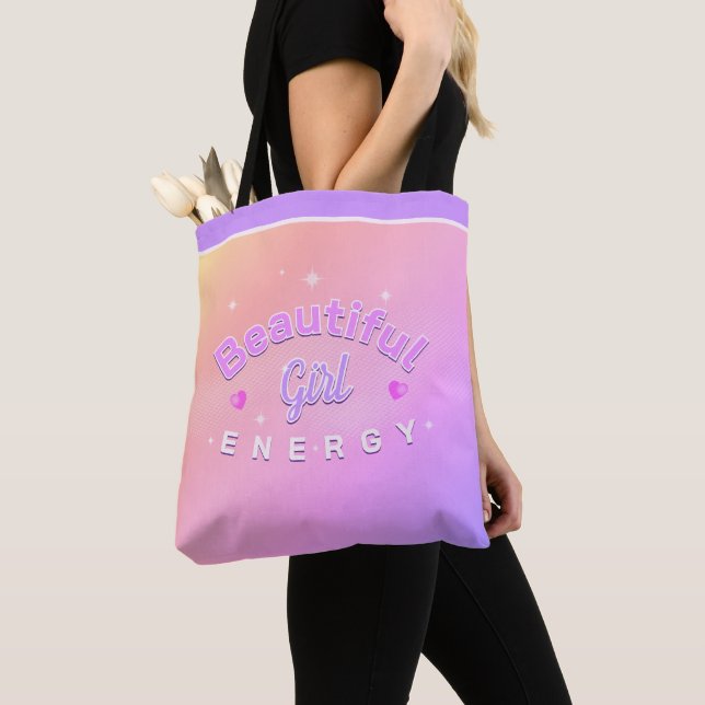 Schöne Mädchen-Energie gebogener Text Tasche (Von Nahem)