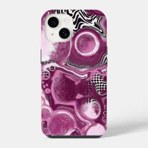 Schöne Magenta-Rosa-Digital-Pour-Painting iPhone 14 Hülle