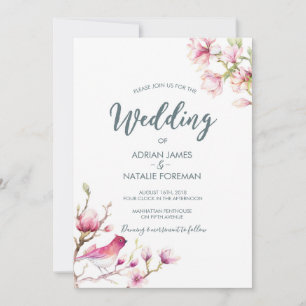 Schöne Magnolia-Hochzeit Einladung