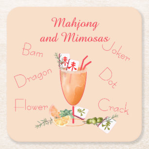 Schöne Mahjong-Kacheln und fancy Cocktail Rechteckiger Pappuntersetzer