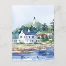 Schöne Maine New Jersey Wasserfarben Kunst Postkarte