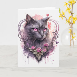 Schöne majestätische Kitty Cat Hexe   Halloween Karte