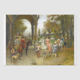 Schöne Malerei einer 17. c-Szene für decoupage Seidenpapier