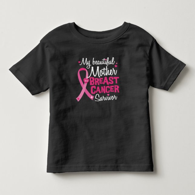 Schöne Mama Muttermund Brustkrebs Überlebende Kleinkind T-shirt (Vorderseite)